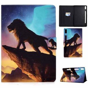 For Lenovo Tab P11 Pro Gen 2 Colored Drawing Horizontal Flip Tablet Leather Case(Lion)