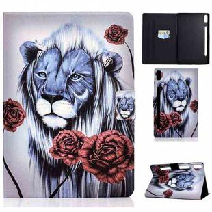 For Lenovo Tab P11 Pro Gen 2 Colored Drawing Horizontal Flip Tablet Leather Case(Rose Lion)