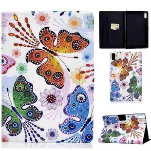 For Lenovo Tab M9 Colored Drawing Horizontal Flip Tablet Leather Case(Big Butterfly)