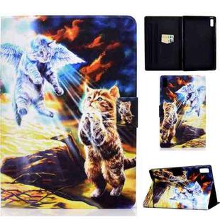 For Lenovo Tab P11 Gen 2 Colored Drawing Horizontal Flip Tablet Leather Case(Angel Cat)