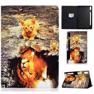 For Lenovo Tab P11 Pro Gen 2 Colored Drawing Horizontal Flip Tablet Leather Case(Cats and Lions)