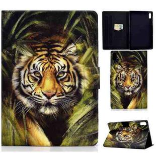 For Lenovo Tab M9 Colored Drawing Horizontal Flip Tablet Leather Case(Tiger)