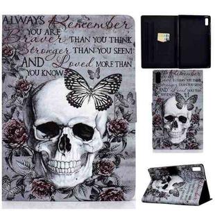 For Lenovo Tab M9 Colored Drawing Horizontal Flip Tablet Leather Case(Skull)