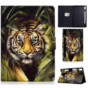 For Lenovo Tab P11 Pro Gen 2 Colored Drawing Horizontal Flip Tablet Leather Case(Tiger)