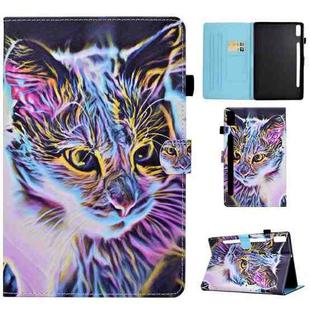 For Lenovo Tab P11 Pro Gen 2 Sewing Thread Horizontal Painted Tablet Leather Case(Colored Cat)