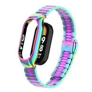 For Xiaomi Mi Band 8 Integrated Metal Case + Bamboo One-bead Buckle Watch Band(Colorful)