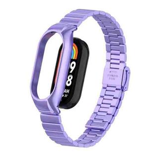 For Xiaomi Mi Band 8 Integrated Metal Case + Bamboo One-bead Buckle Watch Band(Hyun Purple)
