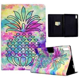 For Lenovo Tab M9 Colored Drawing Horizontal Flip Tablet Leather Case(Colored Pineapple)