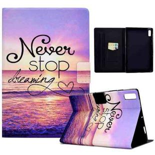 For Lenovo Tab M9 Colored Drawing Horizontal Flip Tablet Leather Case(Seawater)