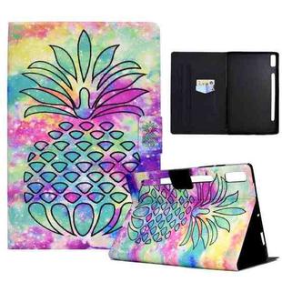 For Lenovo Tab P11 Pro Gen 2 Colored Drawing Horizontal Flip Tablet Leather Case(Colored Pineapple)
