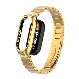 For Xiaomi Mi Band 8 Integrated Metal Case + Bamboo One-bead Watch Band(Gold)