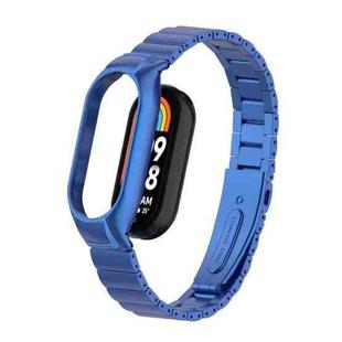 For Xiaomi Mi Band 8 Integrated Metal Case + Bamboo One-bead Watch Band(Blue)