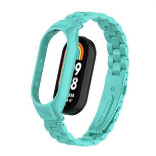 For Xiaomi Mi Band 8 Integrated Metal Case + Three-bead Watch Band(Tiffany Blue)