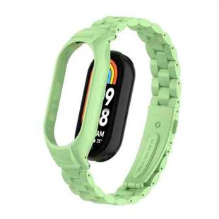 For Xiaomi Mi Band 8 Integrated Metal Case + Three-bead Watch Band(Matcha Green)