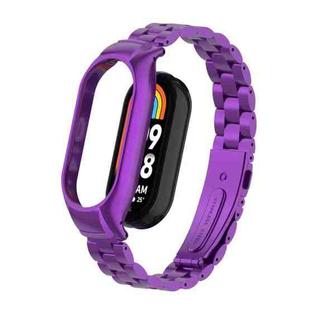 For Xiaomi Mi Band 8 Integrated Metal Case + Three-bead Watch Band(Purple)