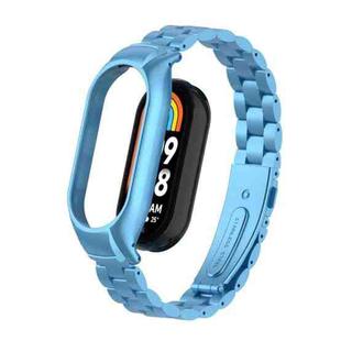 For Xiaomi Mi Band 8 Integrated Metal Case + Three-bead Watch Band(Sky Blue)