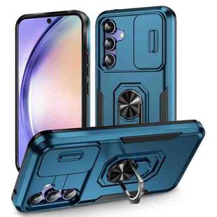 For Samsung Galaxy A54 5G Pioneer Armor Sliding Camshield Phone Case(Blue)