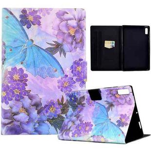 For Lenovo Tab M9 Coloured Drawing Leather Tablet Case(Peony Butterfly)