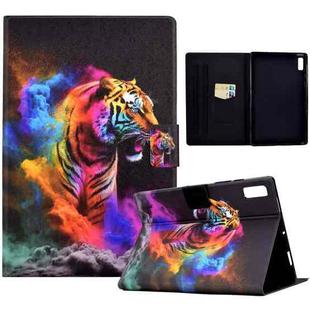 For Lenovo Tab M9 Coloured Drawing Leather Tablet Case(Tiger)