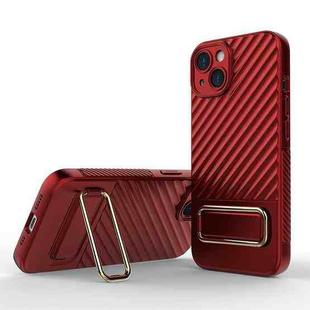 For iPhone 13 Wavy Textured Magsafe Magnetic Phone Case with Lens Film(Red)