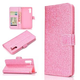 For Samsung Galaxy Note 10 Glitter Powder Horizontal Flip Leather Case with Card Slots & Holder & Photo Frame & Wallet(Pink)