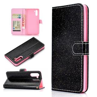 For Samsung Galaxy Note 10 Glitter Powder Horizontal Flip Leather Case with Card Slots & Holder & Photo Frame & Wallet(Black)