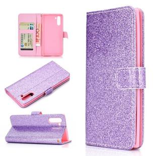 For Samsung Galaxy Note 10 Glitter Powder Horizontal Flip Leather Case with Card Slots & Holder & Photo Frame & Wallet(Purple)