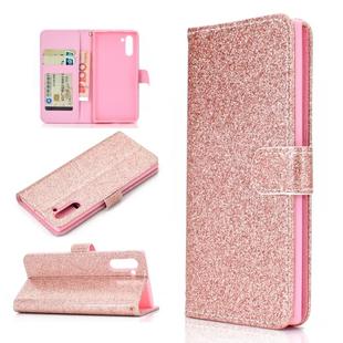 For Samsung Galaxy Note 10 Glitter Powder Horizontal Flip Leather Case with Card Slots & Holder & Photo Frame & Wallet(Rose Gold)