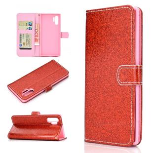 For Samsung Galaxy Note 10 Pro Glitter Powder Horizontal Flip Leather Case with Card Slots & Holder & Photo Frame & Wallet(Red)