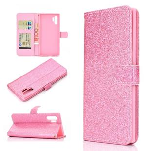 For Samsung Galaxy Note 10 Pro Glitter Powder Horizontal Flip Leather Case with Card Slots & Holder & Photo Frame & Wallet(Pink)
