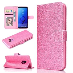 For Samsung Galaxy S9 Glitter Powder Horizontal Flip Leather Case with Card Slots & Holder & Photo Frame & Wallet(Pink)