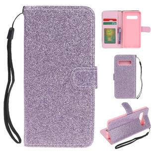 For Samsung Galaxy S10 Glitter Powder Horizontal Flip Leather Case with Card Slots & Holder & Photo Frame & Wallet(Purple)