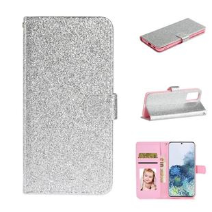 For Samsung Galaxy S20 Glitter Powder Horizontal Flip Leather Case with Card Slots & Holder & Photo Frame & Wallet(Silver)