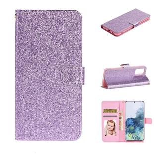 For Samsung Galaxy S20 Glitter Powder Horizontal Flip Leather Case with Card Slots & Holder & Photo Frame & Wallet(Purple)