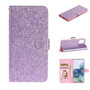 For Samsung Galaxy S20 Plus Glitter Powder Horizontal Flip Leather Case with Card Slots & Holder & Photo Frame & Wallet(Purple)