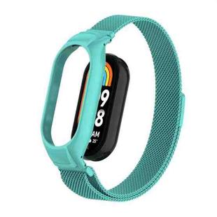 For Xiaomi Mi Band 8 Integrated Metal Case + Milanese Magnetic Watch Band(Tiffany Blue)
