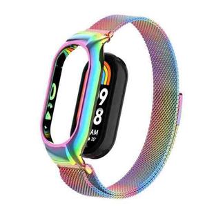 For Xiaomi Mi Band 8 Integrated Metal Case + Milanese Magnetic Watch Band(Colorful)