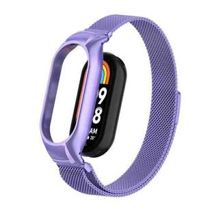 For Xiaomi Mi Band 8 Integrated Metal Case + Milanese Magnetic Watch Band(Hyun Purple)