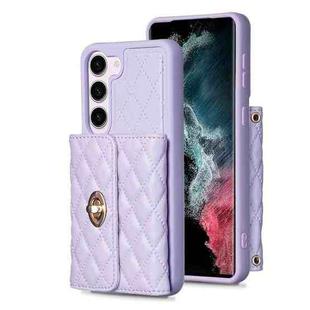 For Samsung Galaxy S23 5G Horizontal Metal Buckle Wallet Rhombic Leather Phone Case(Purple)