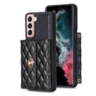 For Samsung Galaxy S21 5G Horizontal Metal Buckle Wallet Rhombic Leather Phone Case(Black)