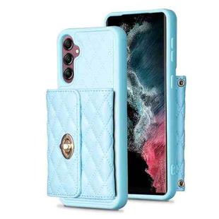 For Samsung Galaxy A14 4G / 5G Horizontal Metal Buckle Wallet Rhombic Leather Phone Case(Blue)