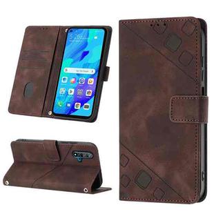 For Huawei nova 5T / Honor 20 Skin-feel Embossed Leather Phone Case(Brown)