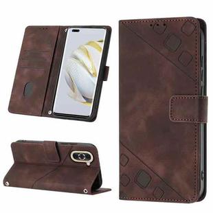For Huawei nova 10 Pro Skin-feel Embossed Leather Phone Case(Brown)