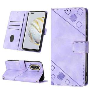 For Huawei nova 10 Pro Skin-feel Embossed Leather Phone Case(Light Purple)