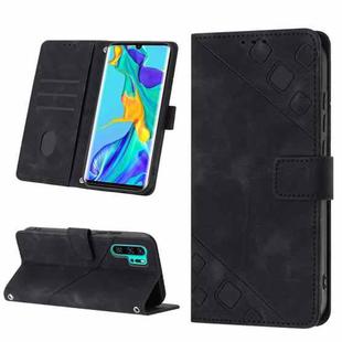 For Huawei P30 Pro Skin-feel Embossed Leather Phone Case(Black)