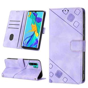 For Huawei P30 Pro Skin-feel Embossed Leather Phone Case(Light Purple)