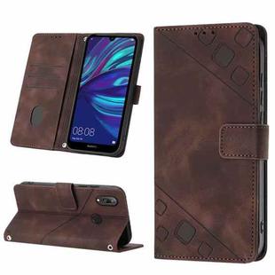 For Huawei Y7 2019 / Enjoy 9 Skin-feel Embossed Leather Phone Case(Brown)