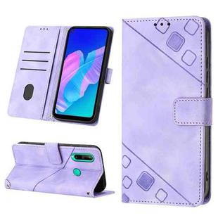 For Huawei Y7p/Honor 9C Global/P40 lite E Skin-feel Embossed Leather Phone Case(Light Purple)