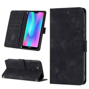 For Huawei Enjoy 7S/Honor 9 Lite/Honor 9i Skin-feel Embossed Leather Phone Case(Black)