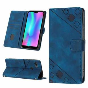 For Huawei Enjoy 7S/Honor 9 Lite/Honor 9i Skin-feel Embossed Leather Phone Case(Blue)